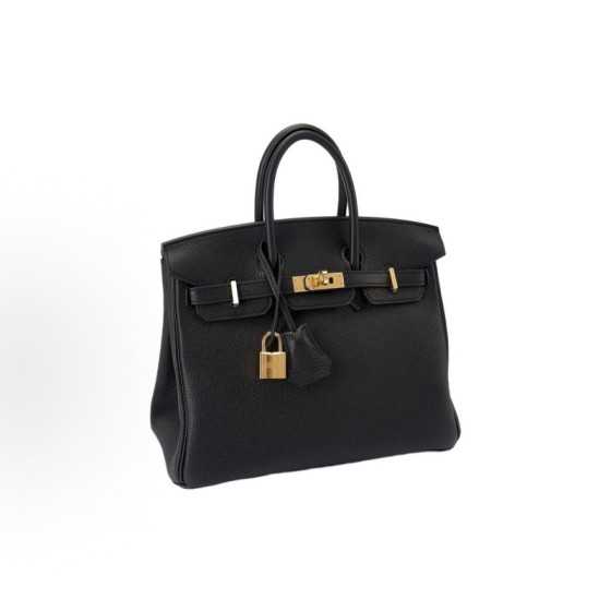 HERMES Birkin 25 Gold buckle Women\'s Edition 89 Noir Black